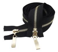 Cerniere a spirale in resina, 5# Chiusura automatica bidirezionale con cerniera in metallo a doppio cursore con estremità aperta 80-120 cm multicolore for cucire(Blackgold,100CM-5#)