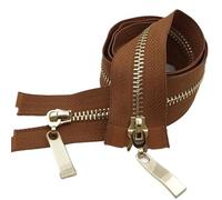 Cerniere a spirale in resina, 5# Chiusura automatica bidirezionale con cerniera in metallo a doppio cursore con estremità aperta 80-120 cm multicolore for cucire(Caramelgold,80CM-5#)