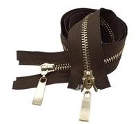 Cerniere a spirale in resina, 5# Chiusura automatica bidirezionale con cerniera in metallo a doppio cursore con estremità aperta 80-120 cm multicolore for cucire(Coffeegold,80CM-5#)