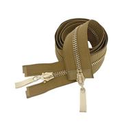 Cerniere a spirale in resina, 5# Chiusura automatica bidirezionale con cerniera in metallo a doppio cursore con estremità aperta 80-120 cm multicolore for cucire(Khakigold,120CM-5#)