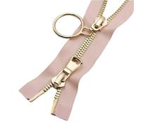 Cerniere a spirale in resina, 8# Doppi cursori bidirezionali in metallo con cerniera aperta multicolore 80-120 cm for la riparazione del cappotto fai da te(Pinkgold,120CM-8#)