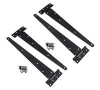 Cerniere a T resistenti per capannoni e cancelli da giardino, 400 mm, finitura nera, 4 pezzi
