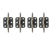 Cerniere antiche a testa di corona, confezione da 4 cerniere decorative in ferro con viti per portagioie vintage, armadietti, armadietti, cassette degli attrezzi, finitura bronzo verde, 71 x 35 mm