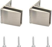 cerniere， Cerniera for porta in vetro senza telaio in lega di zinco da 2 pezzi, montaggio laterale a 90 gradi, for spessore 3-5 mm(Brushed Surface)