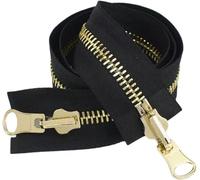 Cerniere for cucire, cerniera invisibile, 1pc 60/70/80/90/100/120cm 5#/8# Cerniere metalliche a doppio cursore rotanti aperte for accessori for cucire abbigliamento, Nero-Oro, 5#, 70 cm (Colore : Ner