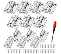 Cerniere in Acciaio Inox, 10 Pcs Cerniere per Porte, Cerniere Inox con 40 Viti, Cerniere con Cacciavite, Ctaccabile Cerniere per Porte, Cerniere Inox per Mancini