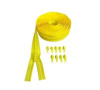 Cerniere infinite con cerniera lampo, in nylon, a spirale, 5 mm, al metro (giallo, 2 metri con 4 cerniere)