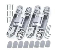 Cerniere invisibili for porte, 2 pezzi, cerniere nascoste for in legno a croce regolabili con apertura verso l'esterno per armadi, credenze(2PCS 80KG-silver)