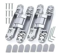 Cerniere invisibili for porte, 2 pezzi, cerniere nascoste for porte in legno con apertura verso l'esterno e regolabili(2PCS 40KG-silver)