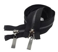 Cerniere Lampo 1 pz 80/100/120 cm 5# Cerniera in metallo con blocco automatico Cerniere a doppio cursore dorate for giacca cappotto fai da te borsa abbigliamento cucito(Blackblack,80cm)