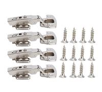 Cerniere per Armadietto Cucina con Ammortizzatore, 4 Set Acciaio Laminato a Freddo Argento - Chiusura Morbida, Design Salvaspazio, Facili da Installare (Braccio dritto)