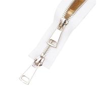 Cerniere per cucito, Confezione da 2 cursori doppi con cerniera in metallo bidirezionale, multicolore, 70 cm, taglia 5(White)
