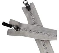 cerniere per il cucito， Cerniera in plastica, Cerniera con estremità aperta a doppio cursore for cucire, 1 cerniera 5# 80 cm for cucire(Light Grey)