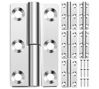 Cerniere per Porta Argento con Viti Abbinate in Acciaio Inox 304 | Perni Ribattuti, Lunga Durata e Resistenza alla Corrosione, per Porte Esterne, Armadi e Riparazioni Finestre