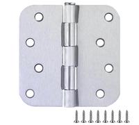 Cerniere per porte interne, confezione da 6, 10,2 x 10,2 cm, raggio arrotondato da 144 cm, cerniera per porta in acciaio cromato spazzolato, adat