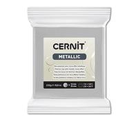 CERNIT CE0870250080C - Blocco di argilla polimerica effetto metallizzato, per modellare e cuocere, colore argento, blocco da 250 g, prodotto in Belgio
