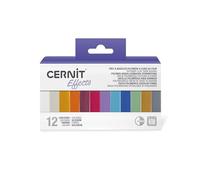 CERNIT CEASS003C - Un Assortiment 12 Pains de Pâtes Cernit 25g - Pâte polymère à effet assortiments de 12 couleurs différentes - Translucent et Mettalic - Modelage, DIY adultes