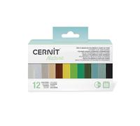 CERNIT CEASS004C - Un Assortiment 12 Pains de Pâtes Cernit 25g - Pâte polymère effet nature assortiments de 12 couleurs différentes - Gamme nature, opaline et Number one - Modelage, DIY adultes