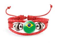 Cernomal Bracciale con Bandiera del Brasile - Bracciale Rigido con Perline Regolabile in Tessuto Multistrato Vintage, Braccialetti per Gioielli con Paesi del Sud America Accessori Regalo