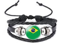 Cernomal Bracciale Con Bandiera Del Brasile - Bracciale Rigido Con Perline Regolabile In Tessuto Multistrato Vintage, Braccialetti Per Gioielli Con Paesi Del Sud America Accessori Regalo