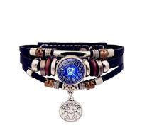 Cernomal Bracciale Con Segni Zodiacali - Bracciale Rigido Vintage Con 12 Costellazioni Luminose, Braccialetti In Pelle Punk Intrecciata, Regalo Di Compleanno, Bracciale Fosforescente Per