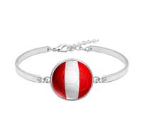 Cernomal Pulsera Con Bandera De Perú: Brazalete De Cabujón De Cristal Con Patrón De Fútbol Ajustable A La Moda, Accesorios De Pulsera De Joyería, Regalo De Cumpleaños Para Hombres,