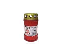 Cero Votivo dedicato al Sacro Cuore con parapioggia - Colore rosso - 120 g di cera - Durata 32 ore - Modello P30 - Cereria Di Giorgio