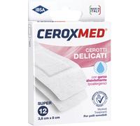 ceroxmed Cerotti Delicati Con Garza Disinfettante Ipoallergenici Per Pelli Sensibili Super 3,8 X8 Cm 12 Pezzi