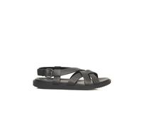 Cerruti 1881 Black Leather Men Sandal - EU45/US12