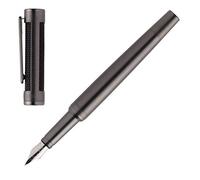 Cerruti NSS0112A - Penna stilografica Horton Gun 1881 in ottone, colore grigio/nero, inchiostro blu, lunghezza: 13,8 cm