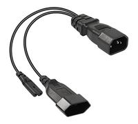 CERRXIAN 1FT C14 a C7 + Cavo di alimentazione splitter EURO Y, IEC 320 C14 maschio a C7 + Cavo di conversione CA EURO femmina, adatto per computer, proiettore, scanner, stampante, ecc