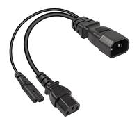 CERRXIAN 1FT Cavo di alimentazione splitter da C14 a C7 + C13 Y, IEC 320 C14 Cavo di conversione CA maschio a C7 + C13 femmina, per computer, proiettore, scanner, stampante, ecc