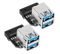 CERRXIAN 2 adattatori da 19 pin a doppio USB 3.0 A, scheda madre da desktop 19/20 pin Prot a doppia USB 3.0 femmina, tipo verticale PCBA
