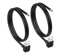 CERRXIAN 2 cavi corti a 4 poli nudi USB-A maschio a 90 gradi 24 AWG USB 2.0 su cavo nudo, estremità aperta, prolunga di riparazione di alimentazione e dati, 0,5 m (up)