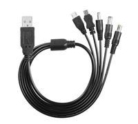 CERRXIAN Cavo di alimentazione USB a DC 5 V, cavo USB universale con 5 porte (5,5 x 2,5, 5,5 x 2,1, 3,5 x 1,35, Micro USB, Tipo C) per router, Mini ventilatore, altoparlante MP3, MP4