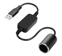 CERRXIAN Spina USB A da 1 piede su presa accendisigari da 12 V 18 W, cavo convertitore per dashcam, rilevatore radar, GPS, strisce LED per auto e altri dispositivi elettronici automobilistici (max. 18