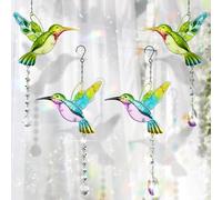 cersaty 4 acchiappasole a colibrì, 41 x 18 cm, con cristalli Suncatcher da appendere, con 4 ganci per finestre, giardino, camera da letto, matrimonio, ecc