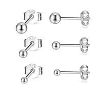 CERSLIMO 3 paia di orecchini a perno in argento Sterling per donne uomini ragazze piccoli orecchini rotondi con zirconia cubica cubica set cartilagine piccoli orecchini trago, Argento sterling Oro