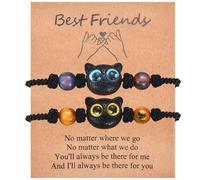 CERSLIMO Braccialetti per migliori amiche per 2 ragazze - 2 pezzi di graziosi ciondoli a forma di gatto braccialetti regalo per ragazze bambini gioielli amicizia, compleanno, Natale, San Valentino