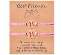 CERSLIMO Braccialetti per migliori amiche per ragazze, 2 braccialetti con ciondolo a forma di baseball, con biglietto significativo per ragazzi, ragazze, bambini, gioielli, regali di amicizia