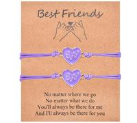 CERSLIMO Braccialetti per migliori amiche per ragazze, 2 pezzi di graziosi ciondoli a forma di cuore con braccialetti per migliori amiche, regali per ragazze, bambini, amicizia, compleanno, Natale