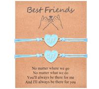 CERSLIMO Braccialetti per migliori amiche per ragazze, 2 pezzi di graziosi ciondoli a forma di cuore con braccialetti per migliori amiche, regali per ragazze, bambini, amicizia, compleanno, Natale