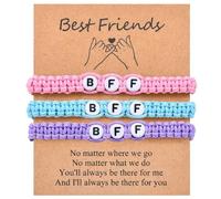 CERSLIMO Braccialetti per migliori amici per ragazze e bambine, braccialetti intrecciati con ciondoli per bambini, gioielli per compleanno, Natale, calza della Befana, regali, Senza metallo, Non