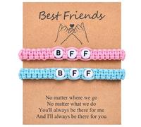 CERSLIMO Braccialetti per migliori amici per ragazze e bambine, braccialetti intrecciati con ciondoli per bambini, gioielli per compleanno, Natale, calza della Befana, regali, Senza metallo, Non