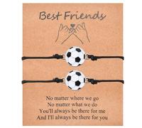 CERSLIMO Braccialetti per migliori amici per ragazze e ragazzi, 2 braccialetti con ciondolo a forma di pallone da calcio, per bambini, regali di compleanno, Natale, calza della Befana, Oro bianco, Non