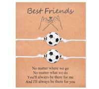 CERSLIMO Braccialetti per migliori amici per ragazze e ragazzi, 2 braccialetti con ciondolo a forma di pallone da calcio, per bambini, regali di compleanno, Natale, calza della Befana, Oro bianco, Non