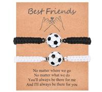 CERSLIMO Braccialetti per migliori amici per ragazze e ragazzi, 2 pezzi, con ciondoli a forma di pallone da calcio, idea regalo per bambini, regalo di compleanno, Natale, calza della Befana
