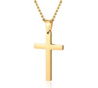 CERSLIMO Collana con ciondolo a forma di croce per uomo e donna, in acciaio inossidabile 316L, con catena da 55 + 5 cm, argento/oro/nero, regalo di Pasqua, per compleanno, Natale, giorno del