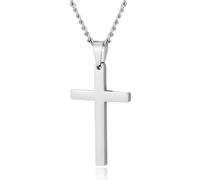 CERSLIMO Collana con ciondolo a forma di croce per uomo e donna, in acciaio inossidabile 316L, con catena da 55 + 5 cm, argento/oro/nero, regalo di Pasqua, per compleanno, Natale, giorno del