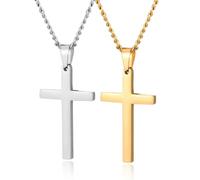 CERSLIMO Collana con ciondolo a forma di croce per uomo e donna, in acciaio inossidabile 316L, con catena da 55 + 5 cm, argento/oro/nero, regalo di Pasqua, per compleanno, Natale, giorno del